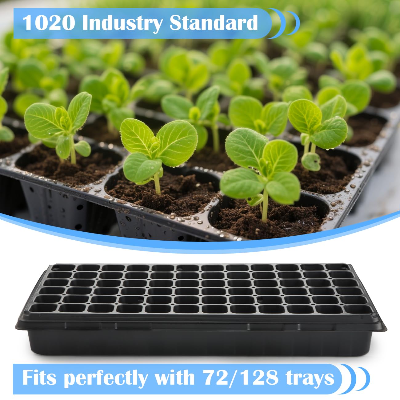 BTPLASTIK 10 Pack 7.3" High Humidity Domes for 1020 Seed Trays – Thicker Platic Clear Humidity Dome with Adjustable Vents, BPA-Free, Fits Standard 10"x20" Trays for Germination, Propagation, Cloning
