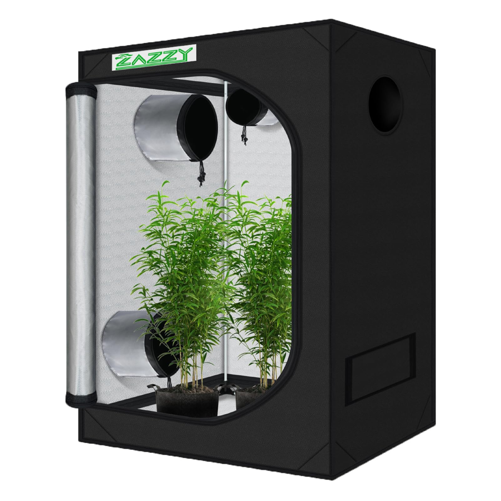 zazzy 3'X3' Grow Tent 32"x32"x63", High Reflective Mylar Growing Tent | Observation Window, Removable Floor Tray and Tool Bag for Planting Indoor Fruit Flower Veg