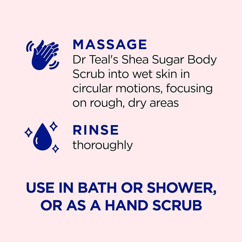 Dr Teal's Shea Sugar Body Scrub, Cannabis Sativa Hemp Seed Oil with Essential Oils, 19 oz (Pack of 3)