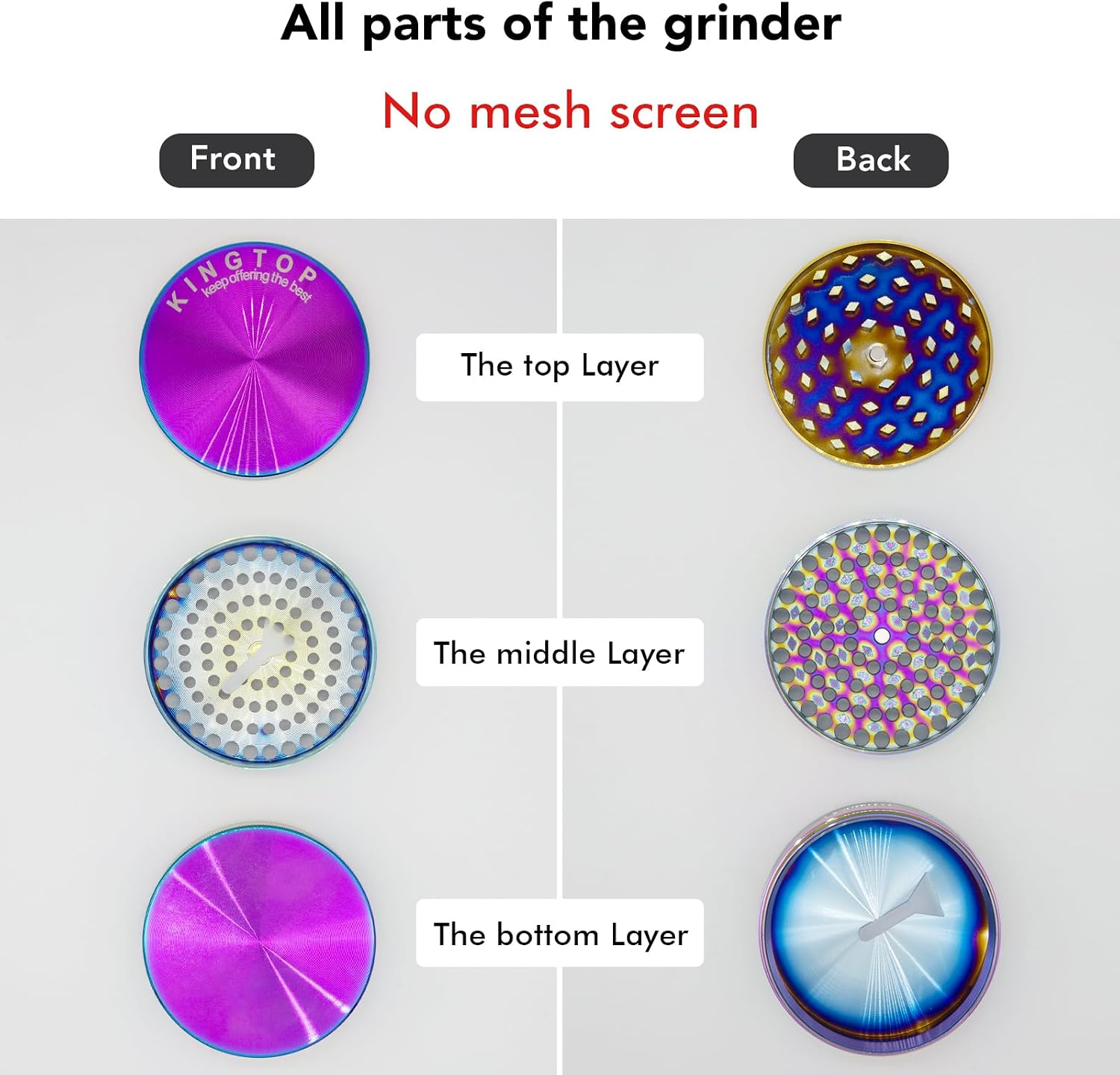 KINGTOP 3 Inch Large Grinder, Zinc Alloy Mills (Colorful)