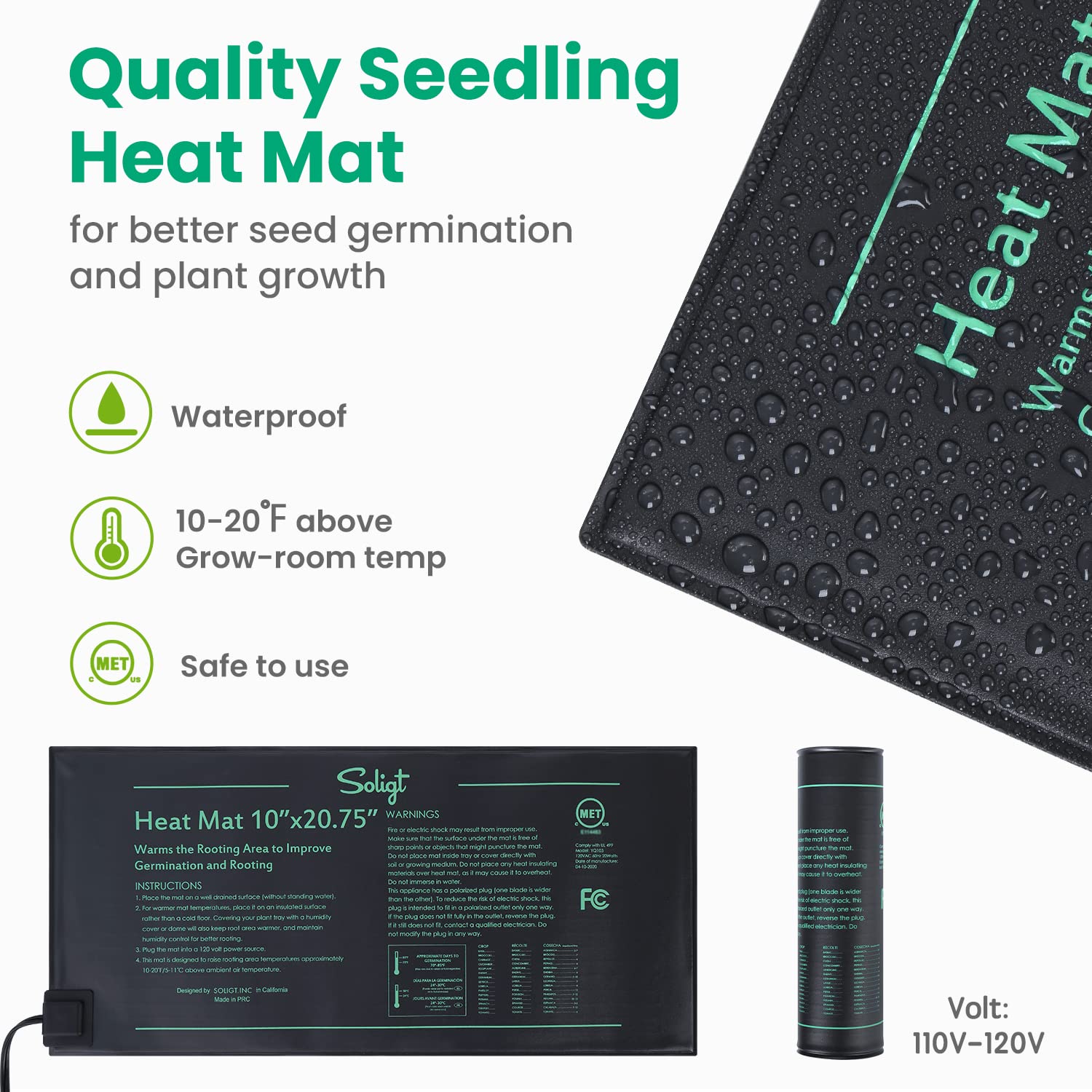 SOLIGT 3 Set 60-Cell Seed Starter Kit with Domes, Cell Trays and Heat Mats | Cloning, Propagation and Germination Station
