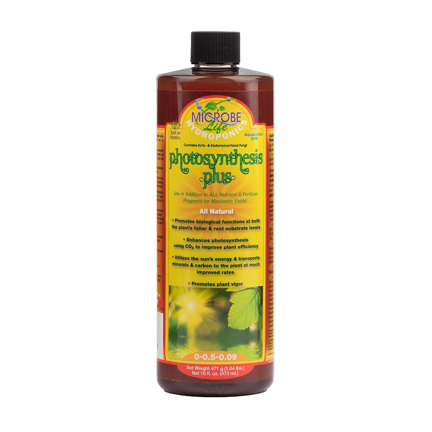 Microbe Life Hydroponics Premium Photosynthesis Plus to Grow Fruits, Vegetables, and Herbs, The Best Professional Big Bud Grow, Use with Any Feeding Systems Including Hydroponics or Soil, 16 Ounces