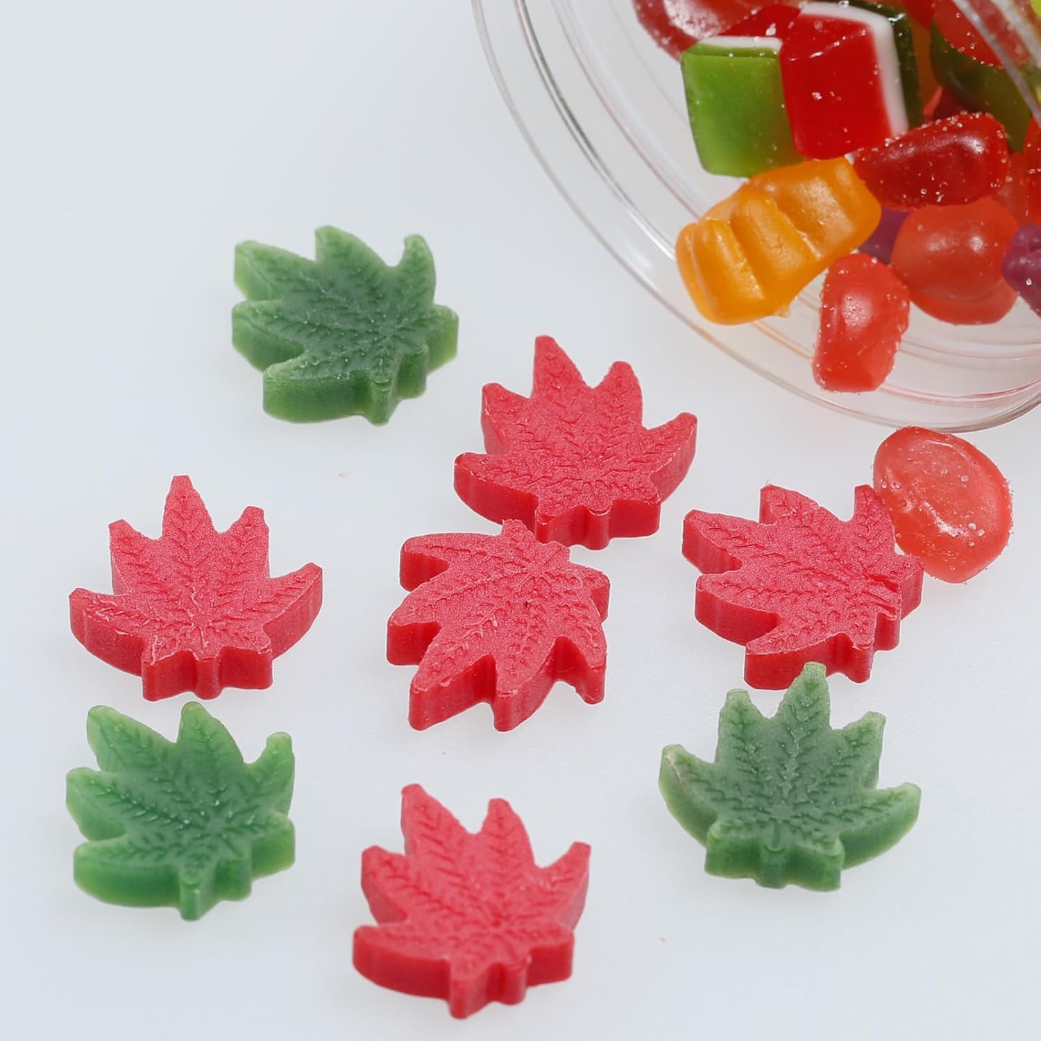 Marijuana Cannabis Hemp Leaf Silicone Molds with 70 Cavities Shaped for Pot Chocolate Candy Gummy, Flower