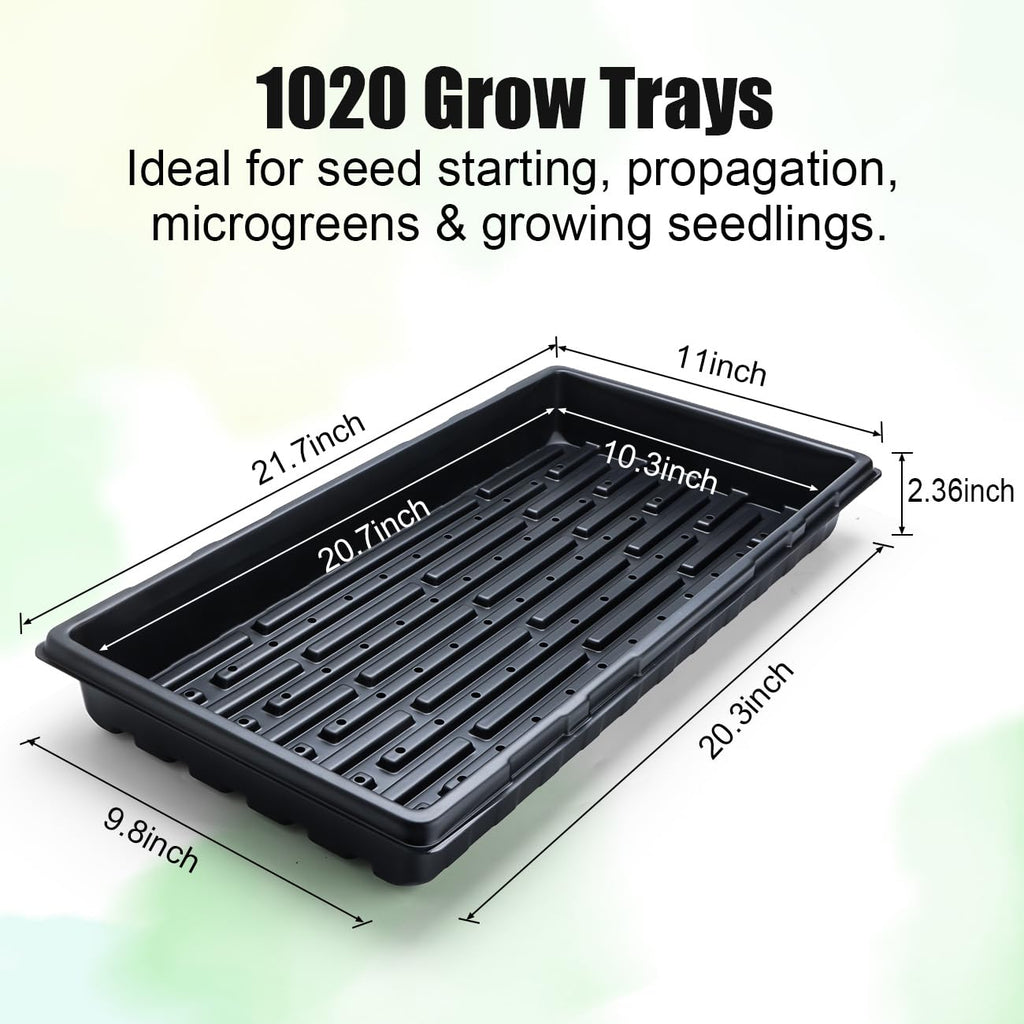 BTPLASTIK 10 Pack 7.3" High Humidity Domes for 1020 Seed Trays – Thicker Platic Clear Humidity Dome with Adjustable Vents, BPA-Free, Fits Standard 10"x20" Trays for Germination, Propagation, Cloning