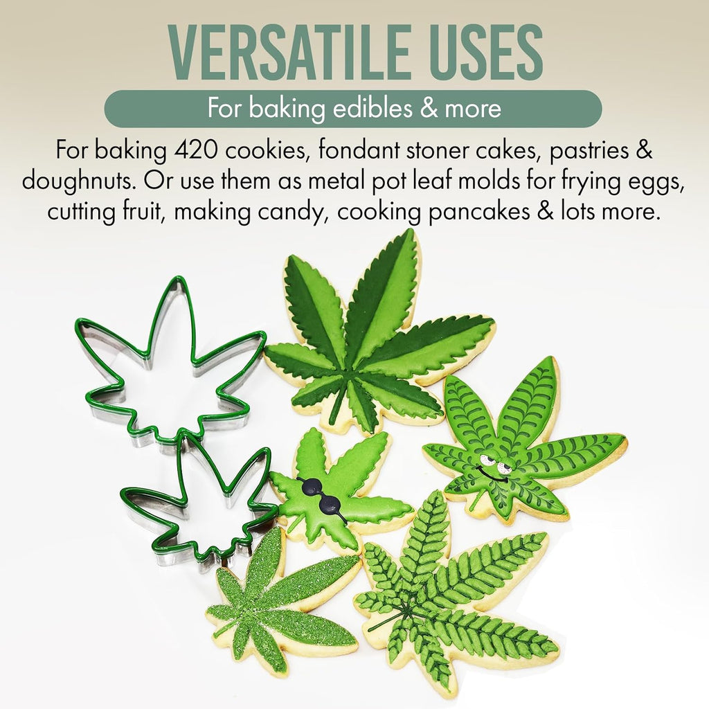 HELLO HIGH 3pc Leaf Cookie Cutters, 420 Baking Supplies & Fondant Stencils