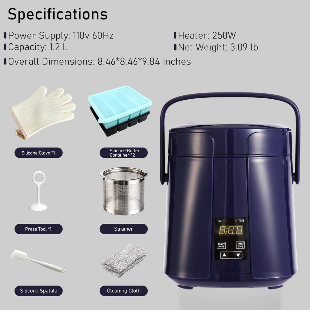 2-in-1 Decarboxylator & Infuser Machine, Herbal Oil & Butter Infuser, DIY Infusion Machine Kit with Accessories, Precise Temperature Control, Odor-Reducing Design, Home Infusion System