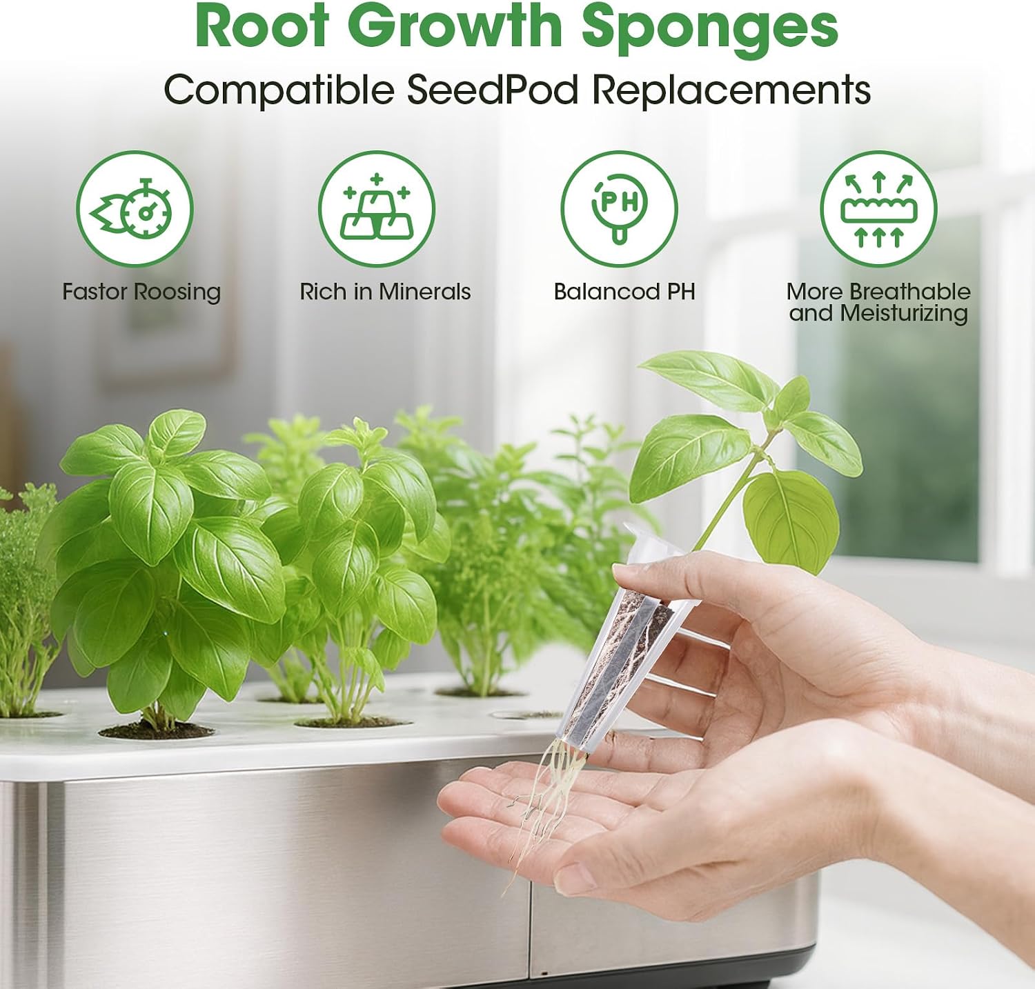 129 Pcs Hydroponic Pods Kit with A&B Plant Food, 50 Grow Sponges, 50 Plant Labels, 12 Grow Baskets, 12 Grow Domes and 1 Tweezers - Indoor Hydroponics Supplies