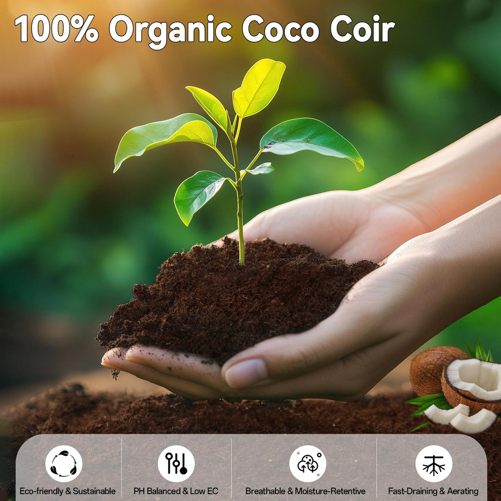 100 Pack 30mm Organic Coco Coir Pellets Seed Starter Soil | Low EC, pH Balance, Potting Soil Mix, Indoor Outdoor Plants, Herbs Houseplants Bonsai Vegetables Flowers