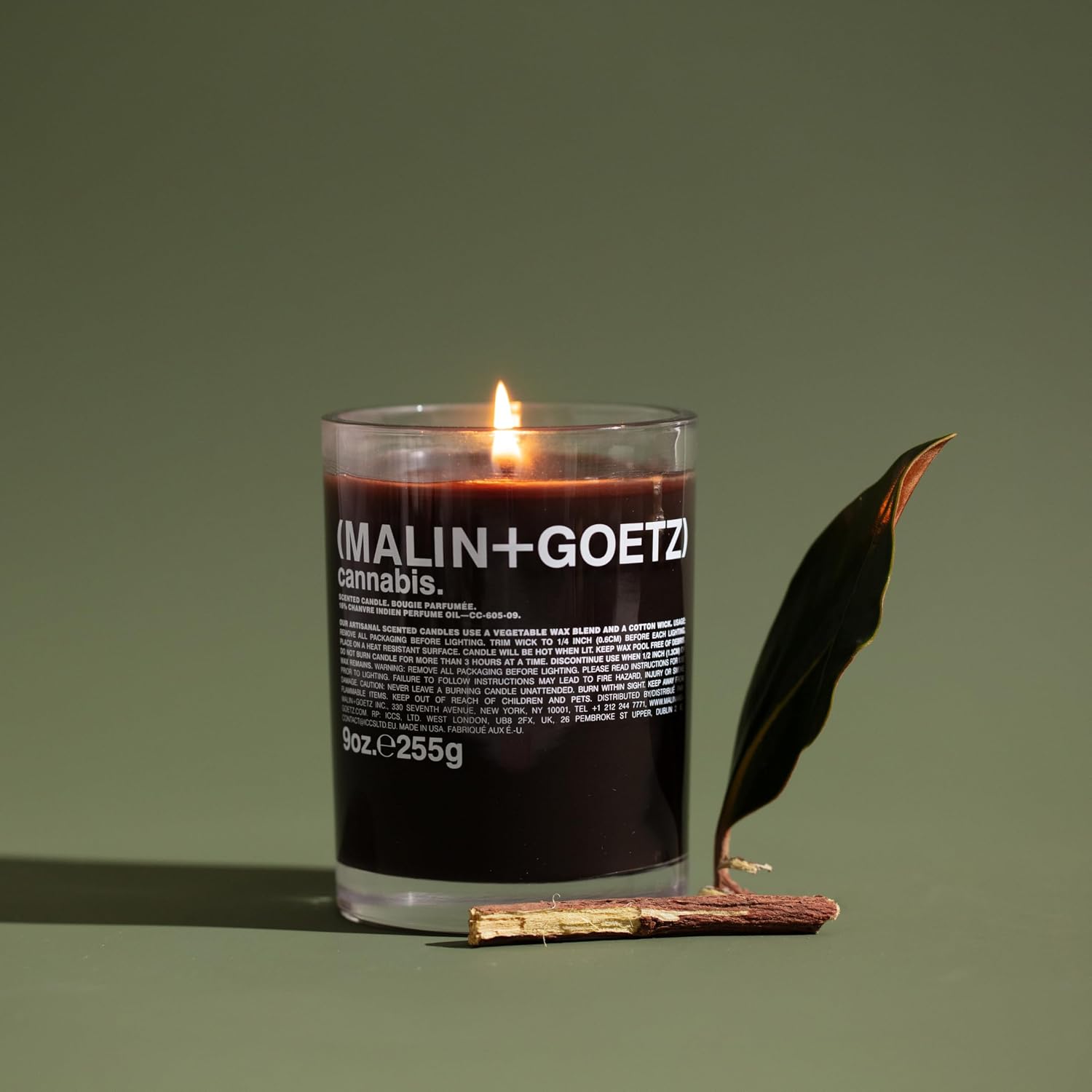 MALIN+GOETZ 9oz Scented Candle | Hand-Poured Soy Wax with Unique Fragrance Blends | Clean-Burning, Vegan & Cruelty-Free | Bergamot, Sage, Otto, Tomato, Strawberry, Cannabis, Dark Rum & Leather