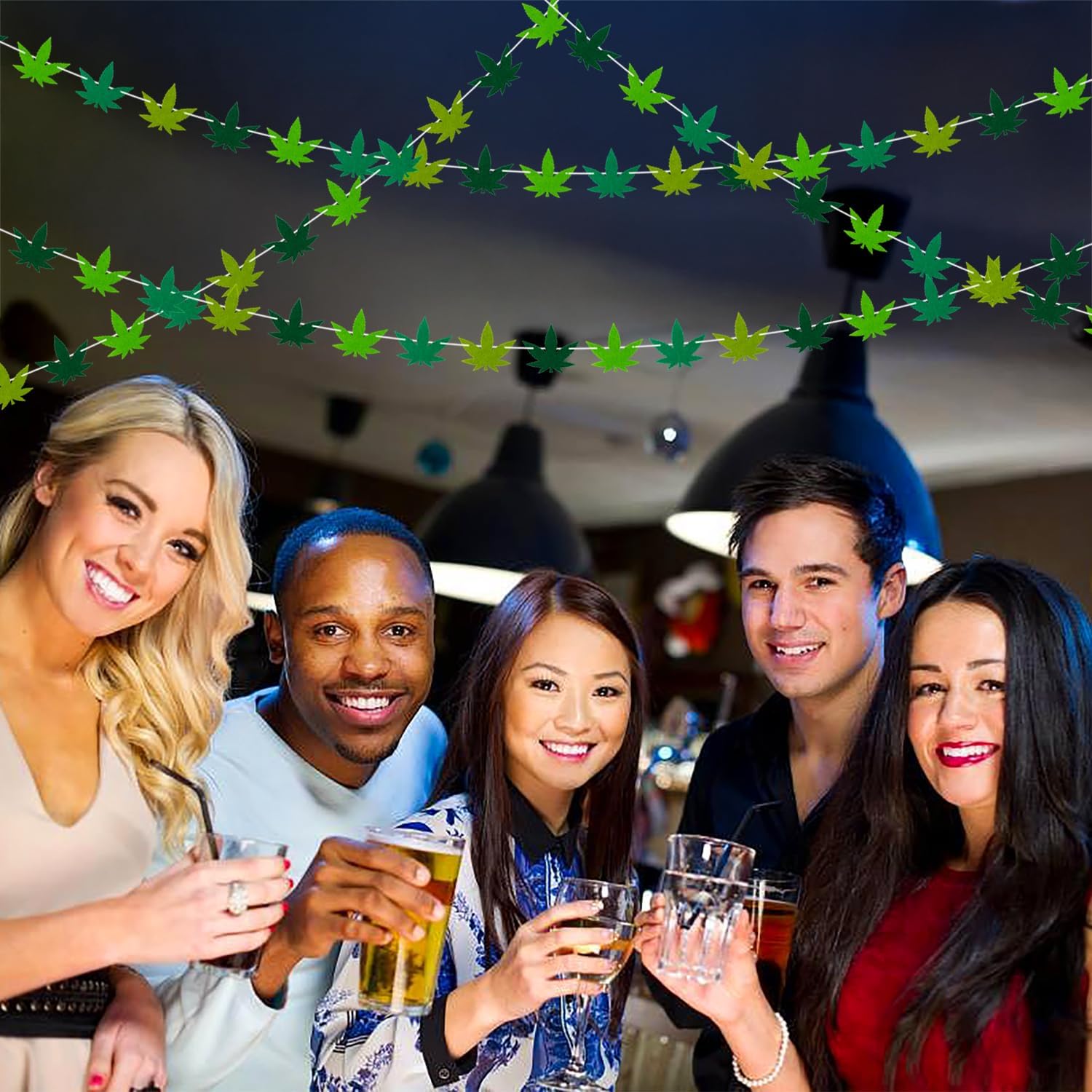Pot Weed Leaves Garland Felt Artificial Cannabis Marijuana Green Weed Leaves Vines String Banner Wall Hanging Decor 420 Have a Dope Birthday Decorations Party Supplies for Indoor Outdoor, 4Pcs