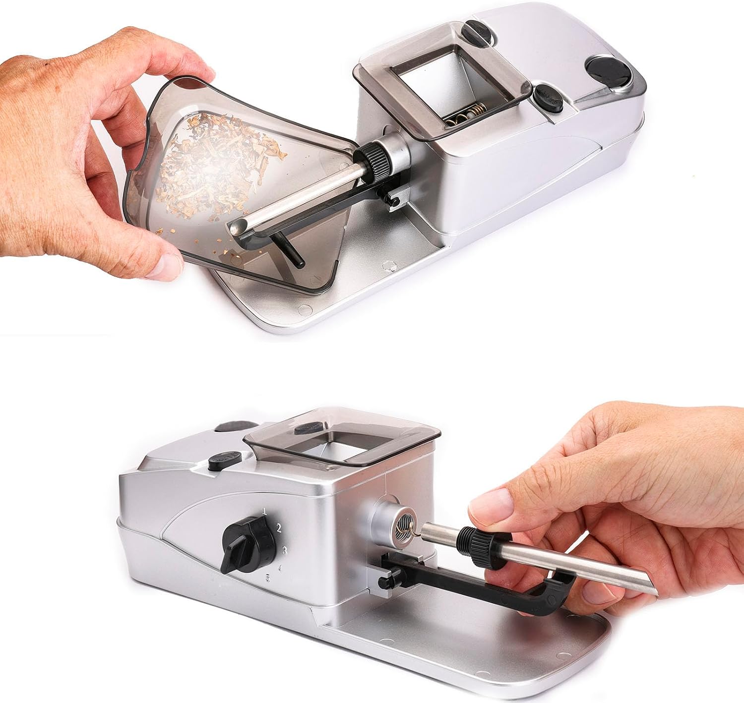 Electric Rolling Machine Set with Manual Herb Grinder and Pre-Roll Holder Case - Grind, Pack King Size Cones
