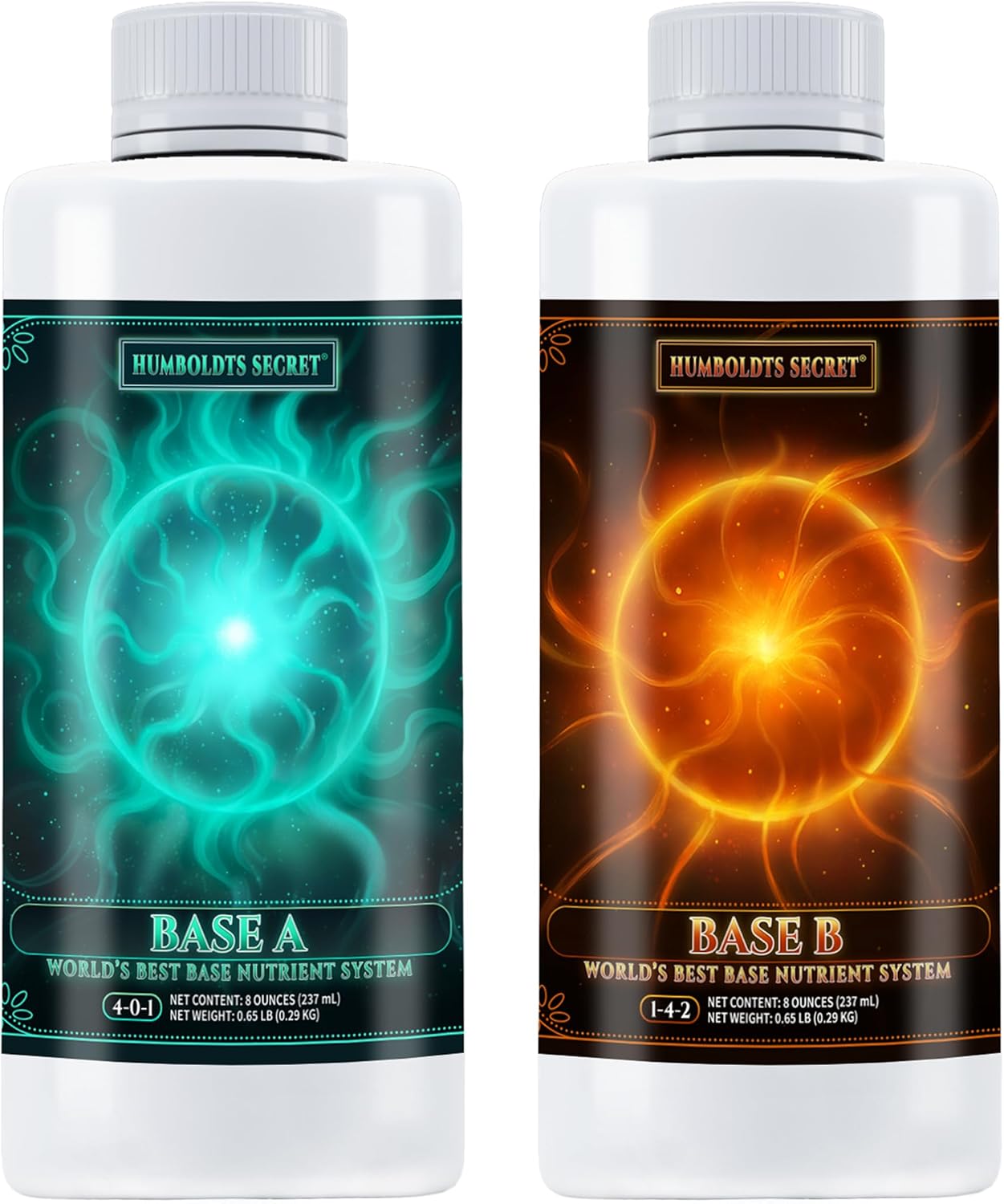 Humboldts Secret Base A & B Liquid Hydroponic Fertilizer | Complete Hydroponic Nutrients for Indoor and Outdoor Plants | Supports Healthy Vegetative Growth and Flowering Stage | 8 Ounce Set