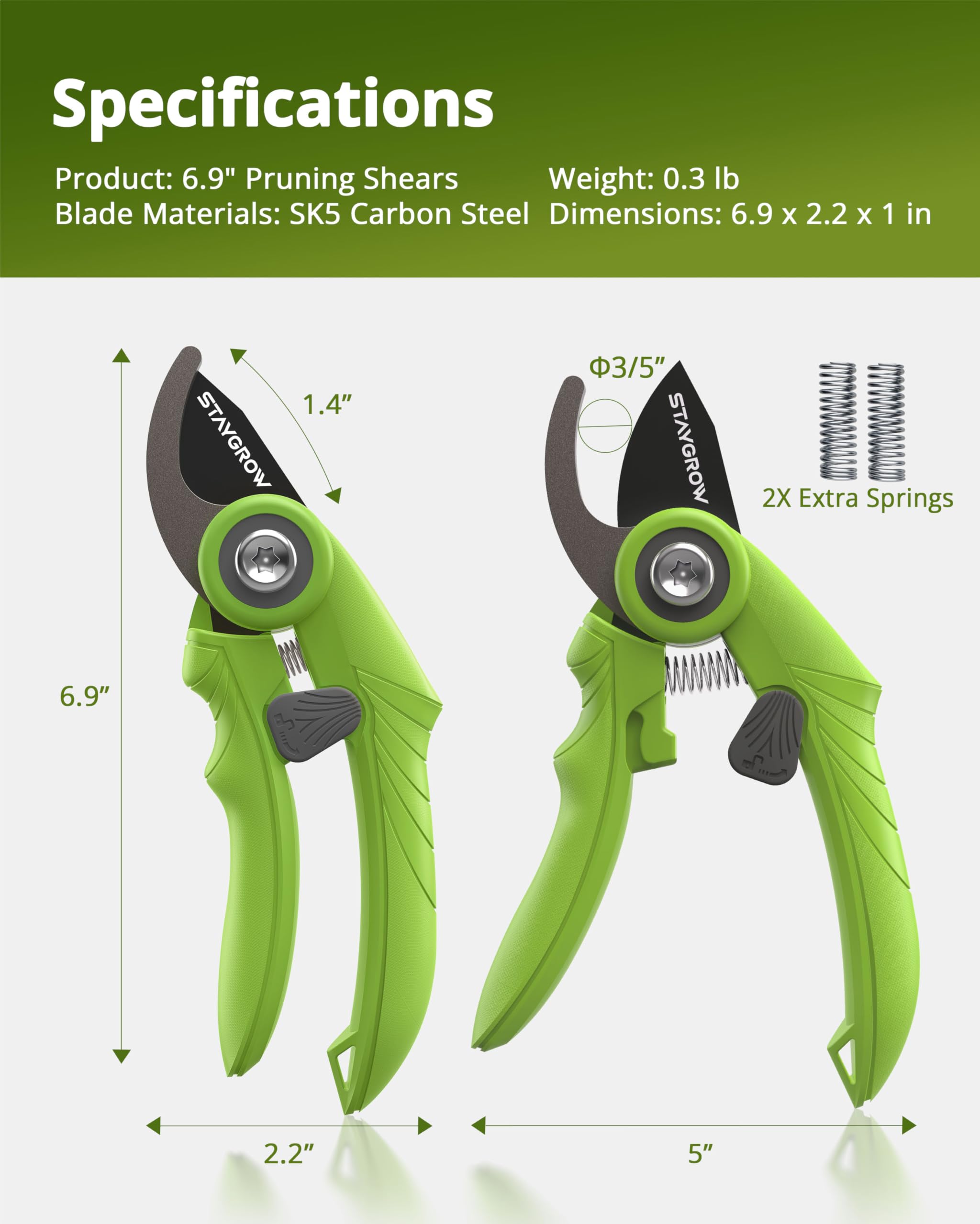 2pcs 6.5" Pruning Shears for Gardening Ultra Sharp Garden Scissors | Plant Snips for Precise Cuts, Stainless Steel Bonsai Clippers with Spring Loaded, Garden Shears (1pc Straight & 1pc Curved)