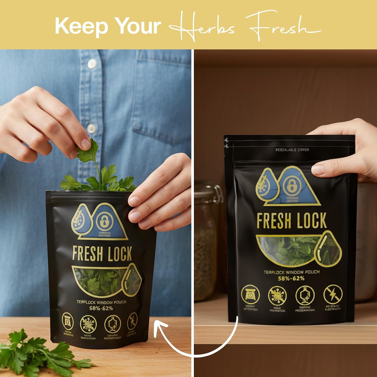 1 oz Curing Bags 9.05x6.3 in - 20 Pack Smell-Proof Cure Bags 58-62% RH Humidity Control - Heat Sealable Windowed Herb Storage Pouches for Small Batches