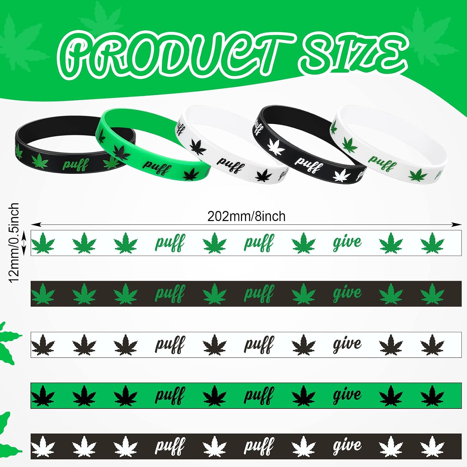 Tigeen Silicone Weed Bracelet Leaf Weed Wristband Birthday Decorations 420 Party Favors Jamaica Favor for Adults Party Accessories