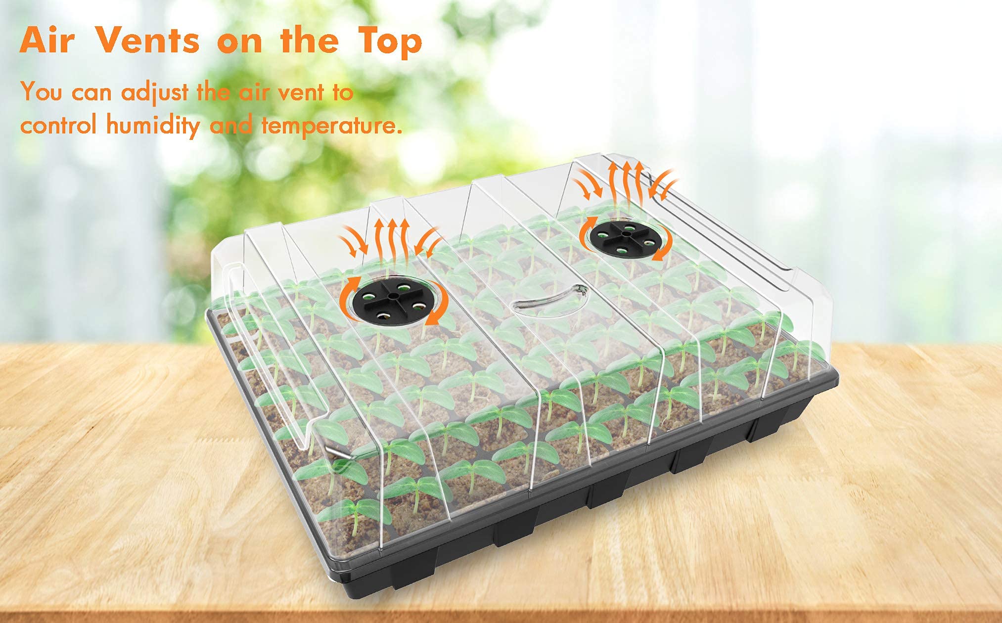 Gardzen 5-Set Seed Starter Tray Kits, Durable Plant Germination Trays with Humidity Vented Domes and Bases, Ideal for Seed Starting, Indoor Gardening, and Greenhouse (Total 200 Cells) | Durable Plant Germination Kit with Humidity Control Domes for Indoor
