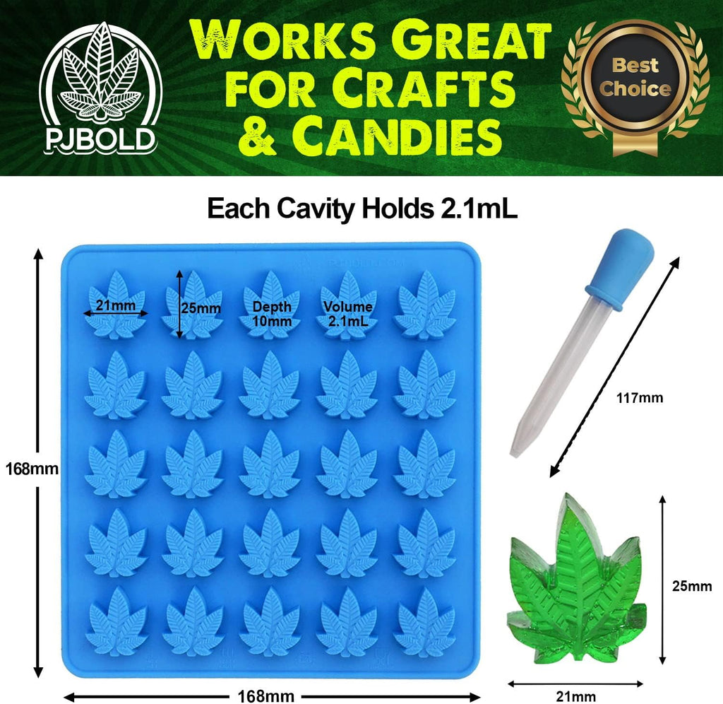 Marijuana Leaf Gummy Molds Silicone Candy Mold Kit - 3 Pack