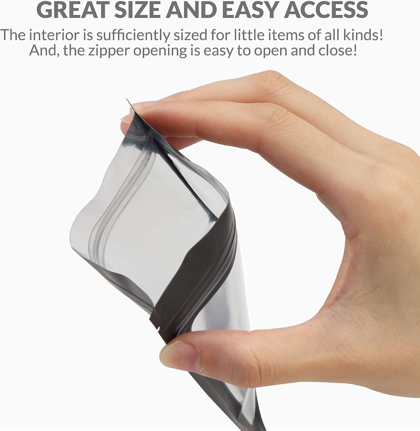 Mylar Bags with Zipper Seal 4 x 6" | 100 Bags | Black | Resealable Heat Seal Bags for Candy and Food Packaging, Medications and Vitamins | For Liquid and Solids (Black, 4" x 6")