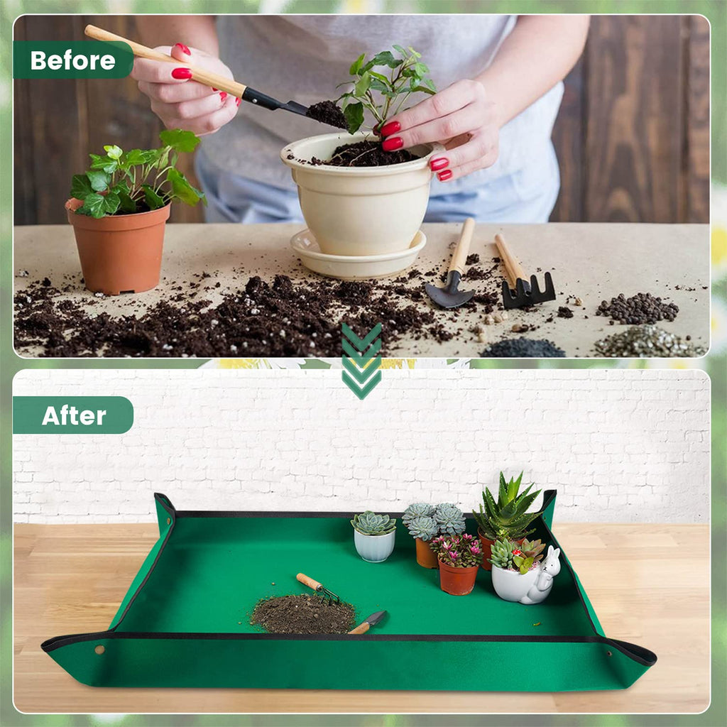 Repotting Mat for Indoor Plant Transplanting Control Mess, 26.8"X26.8" Waterproof Succulent Potting Mat Square Planting Tray Soil Change Mat Gardening Gifts for Plant Lovers