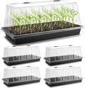 1020 Seed Starting Trays with Tall 7.3" Humidity Dome, No Hole, 5-Pack | Heavy Duty Plant Tray with High Lid for Taller Seedlings, Large Seed Growing Kit, Mini Greenhouse for Indoor Seed Germination