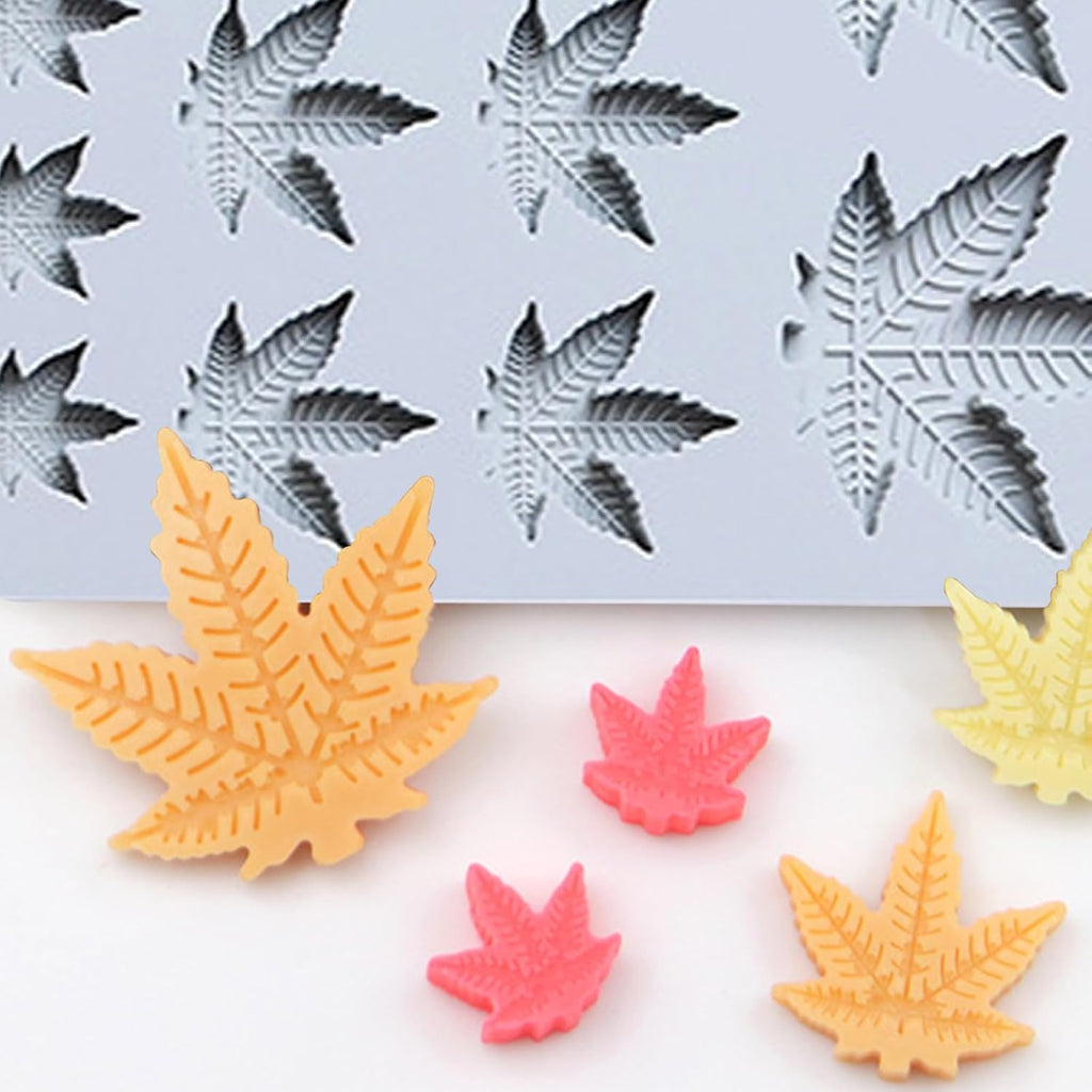 Leaf Silicone Mold for Chocolate Candy Soap Gummy | 12-Cavity Tray, 20.4 x 14.9 cm, Maple Leaf Shape, For Baking & Crafts, Pack of 2