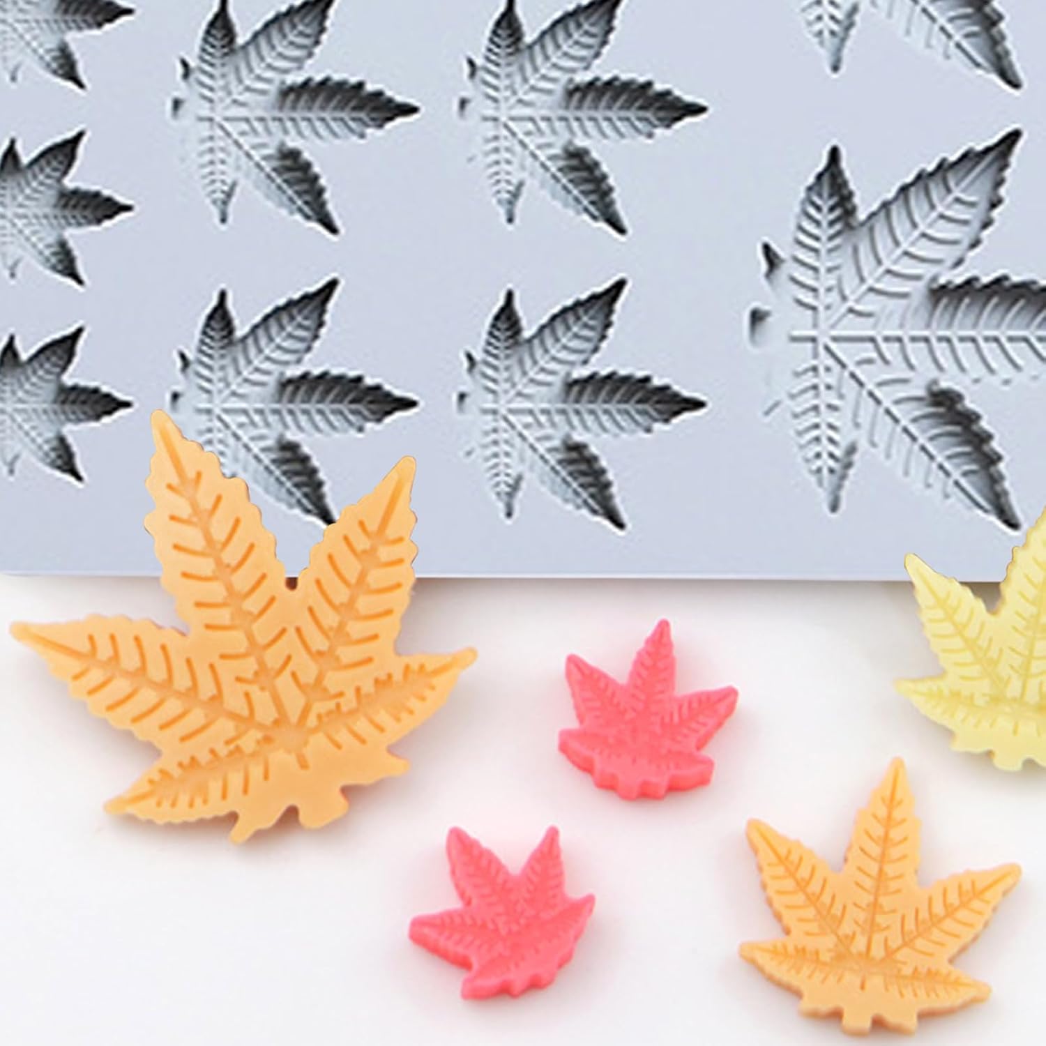 Leaf Silicone Mold for Chocolate Candy Soap Gummy | 12-Cavity Tray, 20.4 x 14.9 cm, Maple Leaf Shape, For Baking & Crafts, Pack of 2