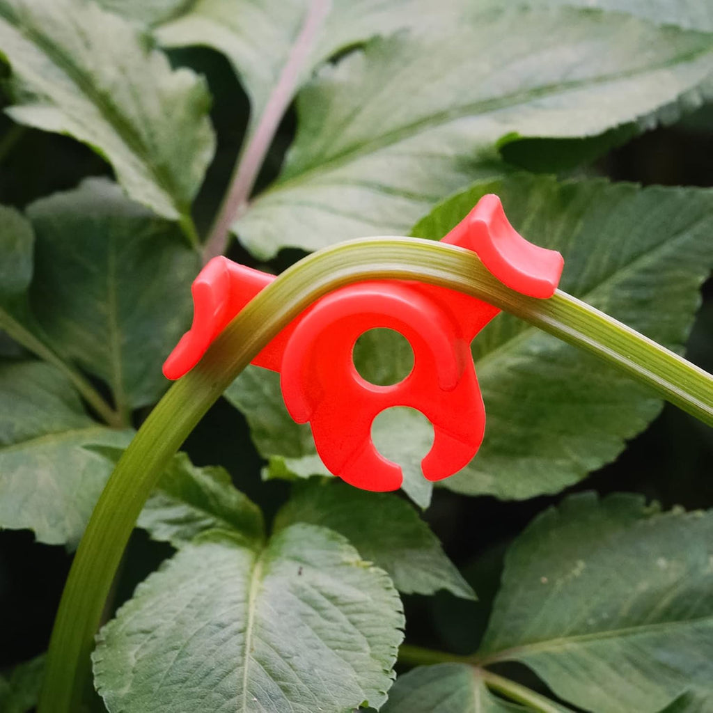 30-Pack 90° Plant Training Clips, Red Plant Clips | Reusable low-stress clips, fits stems under 0.25 in, deep grooves reduce slipping, improves airflow and light for plants