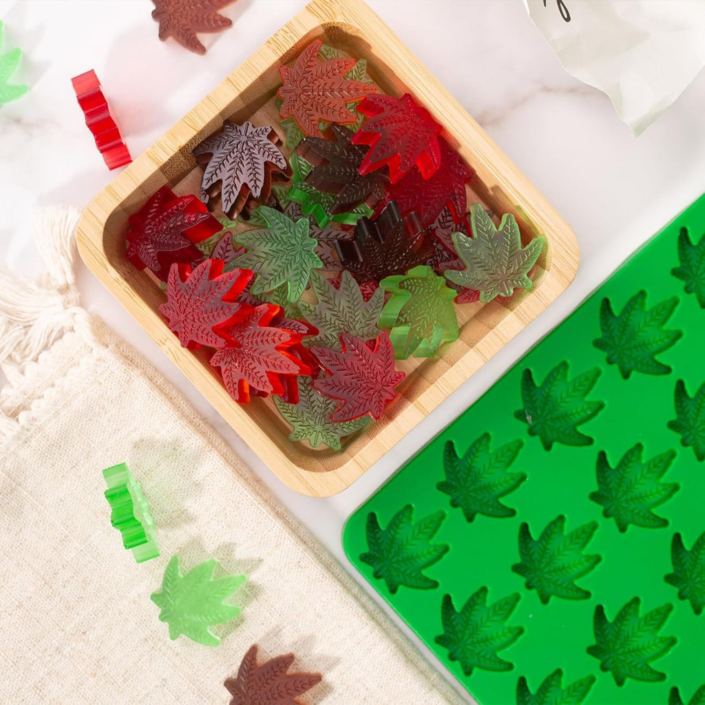 Marijuana Cannabis Hemp Leaf Silicone Molds with 70 Cavities Shaped for Pot Chocolate Candy Gummy, Flower