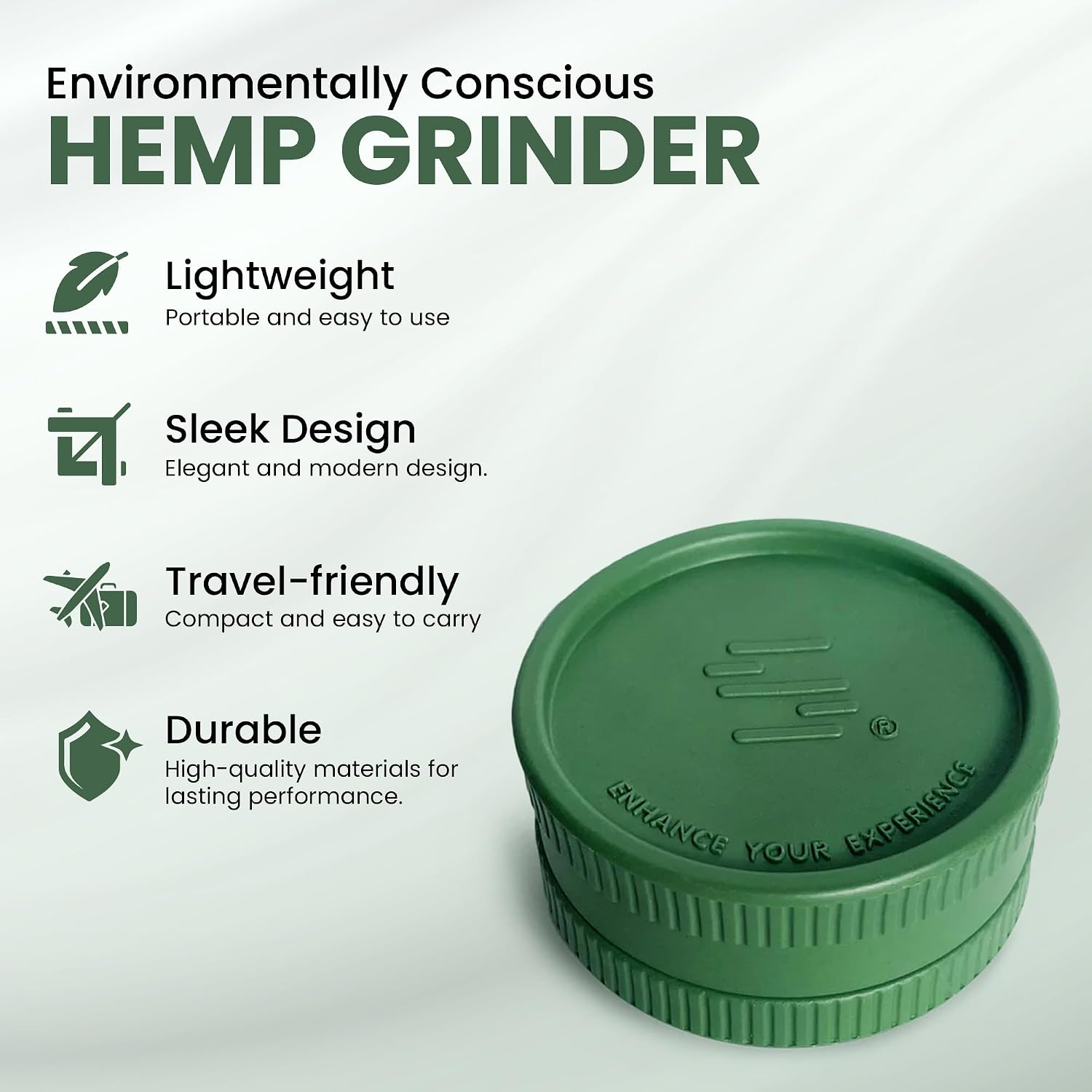 Staze Hemp Herb Grinder, 2 Piece - Lightweight | Durable & Eco Friendly Design with Triangular Teeth for Medium-to-Fine Grind | Perfect for Travel - (Forest Green)