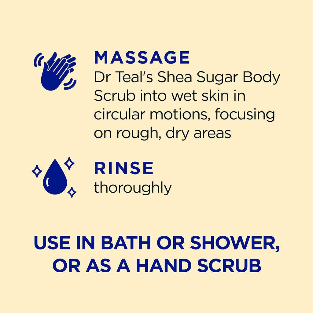 Dr Teal's Shea Sugar Body Scrub, Cannabis Sativa Hemp Seed Oil with Essential Oils, 19 oz (Pack of 3)