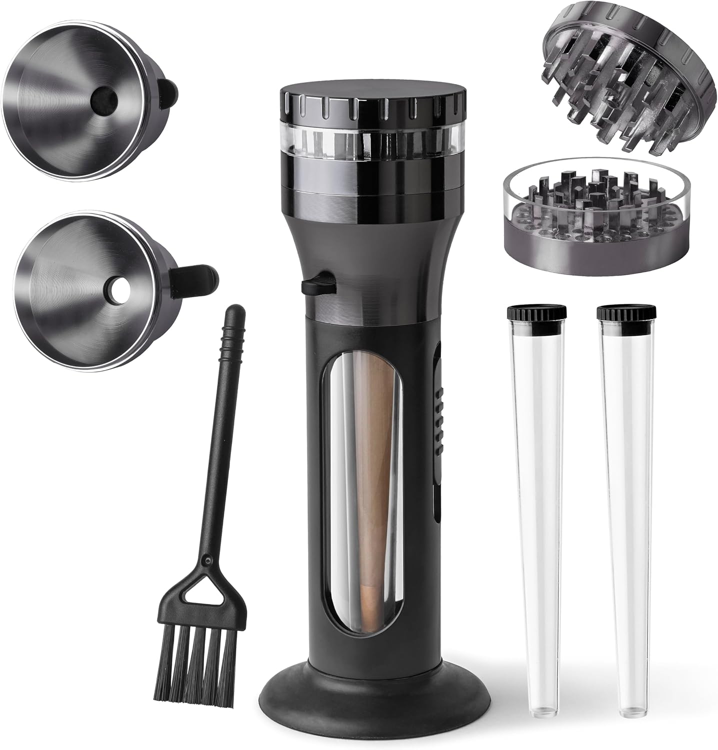 2 in 1 Herb Grinder Cone Loader Grinder Roller, Portable Grinder and Cone Filler, All in One Rolling Machine for King Size, Kitchen Use