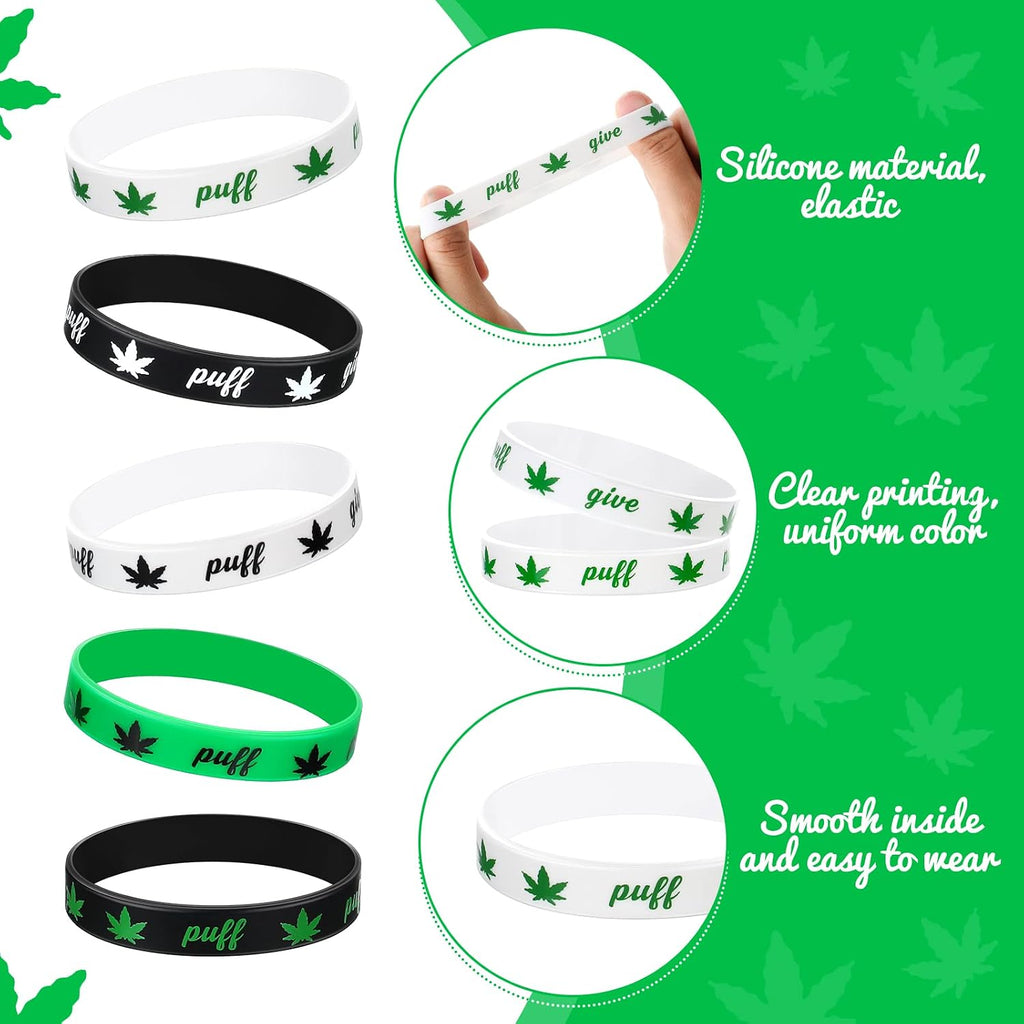 Tigeen Silicone Weed Bracelet Leaf Weed Wristband Birthday Decorations 420 Party Favors Jamaica Favor for Adults Party Accessories