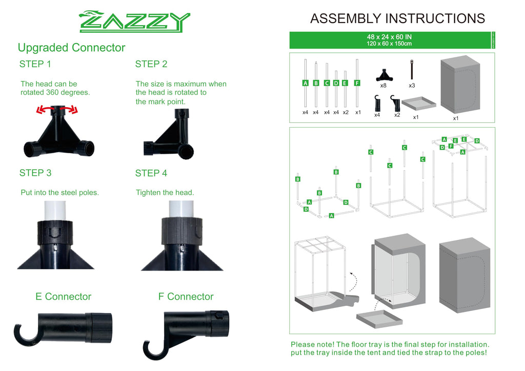 zazzy 3'X3' Grow Tent 32"x32"x63", High Reflective Mylar Growing Tent | Observation Window, Removable Floor Tray and Tool Bag for Planting Indoor Fruit Flower Veg