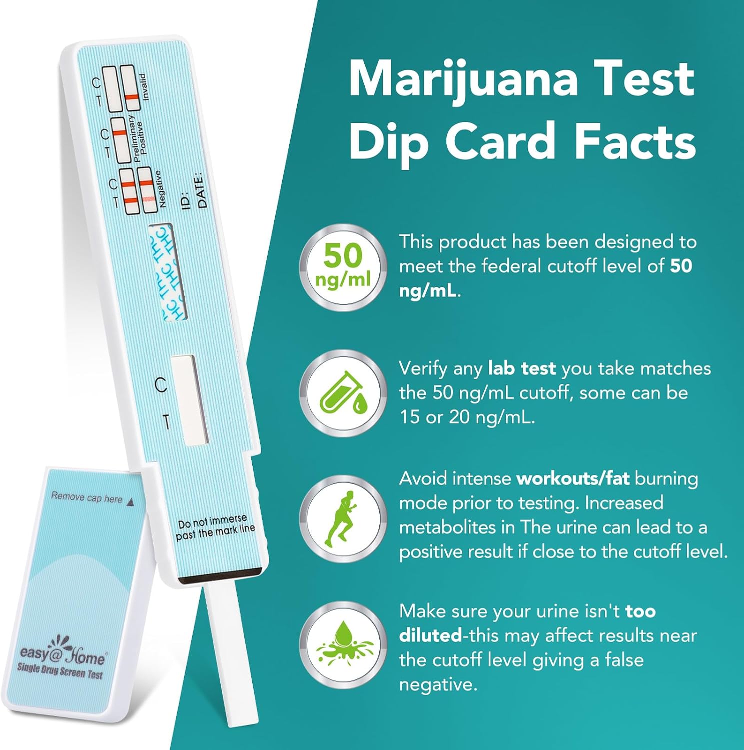 Easy@Home 15 Pack Marijuana Drug Test Kit - Urine THC Test for Home Use | THC Urine Tests (Cannabinoids Test) for Home Use, THC Detox Testing Kits 50ng/mL, Drug Testing Kit Track THC Detox #EDTH-114