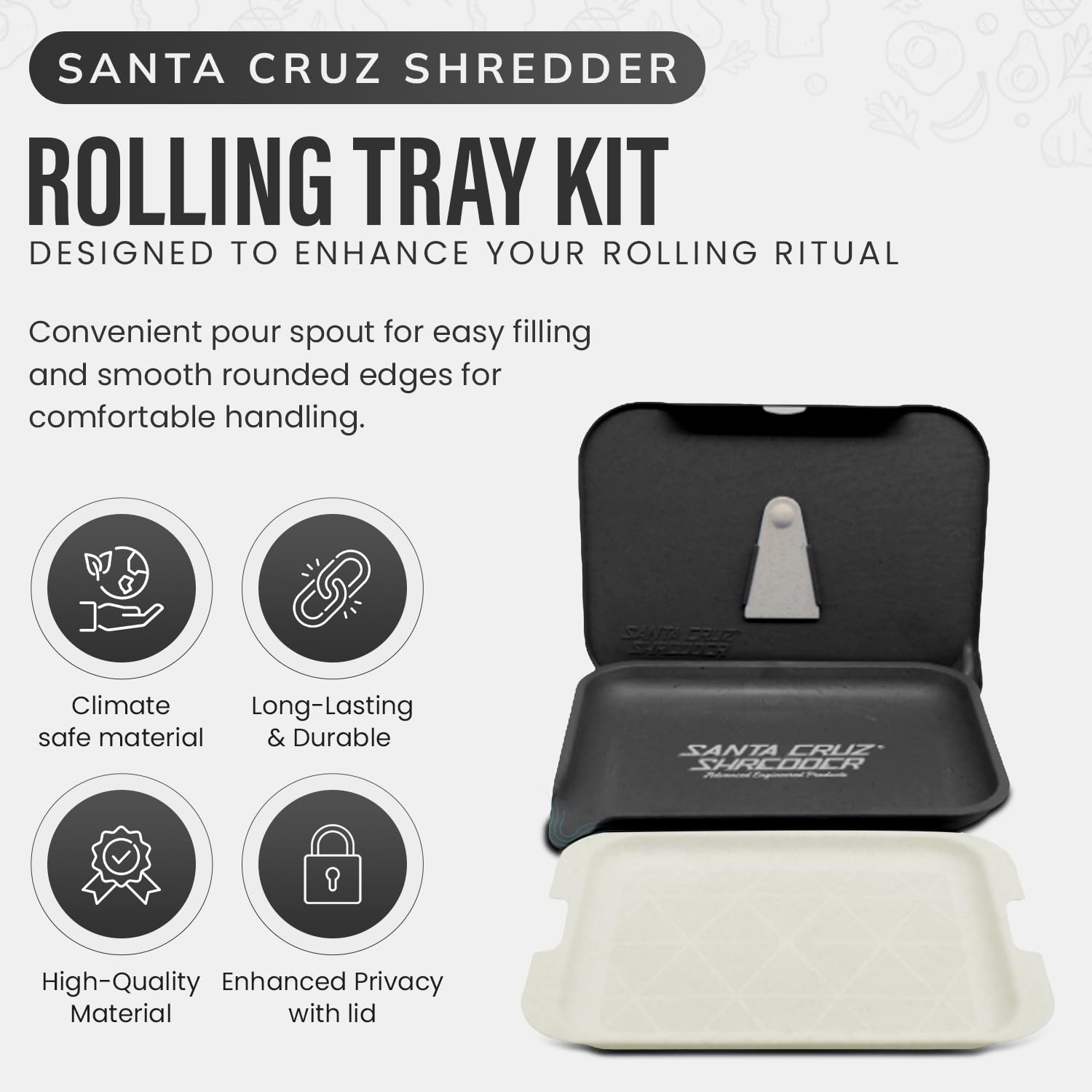 Santa Cruz Shredder Tray Kit With Spout For Easy Filling Smooth Rounded Edges - Small (Purple)