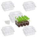 10-Pack Seed Starter Trays, Tall Dome, Base, 12-Cell Tray, Clear | 10 Seedling Kits with Tall Domes for Large Seed Starting. Adjustable Vents, Clear Trays & Heat Mat Compatibility, Indoor Use