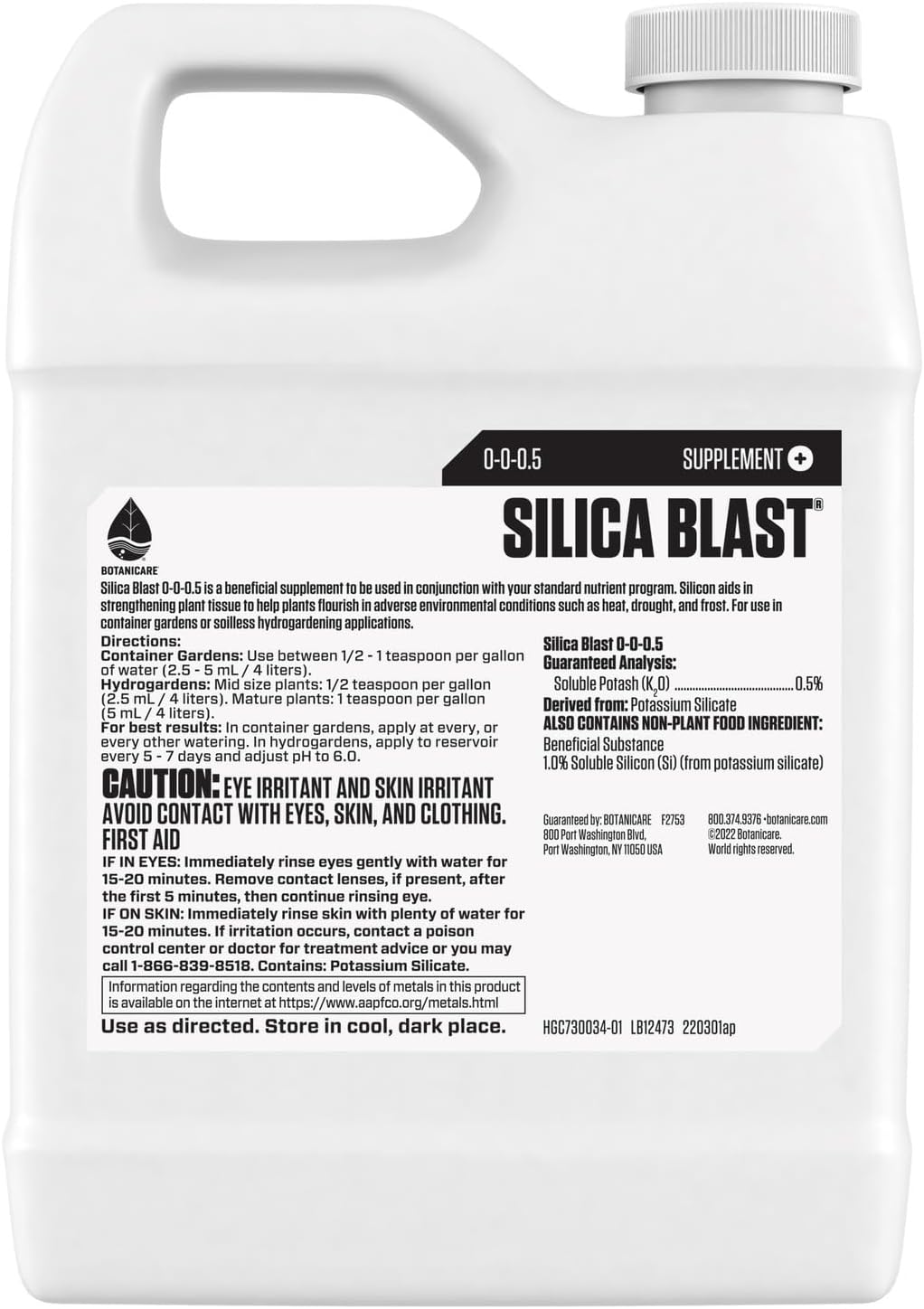 Botanicare Silica Blast, Plant Supplement, 0-0-0.5, 1 qt.