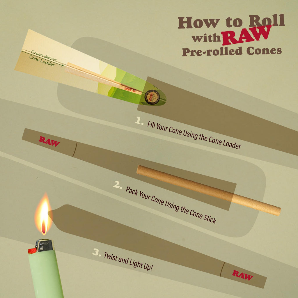 RAW Cones Classic King: 50 Pack, Pre Rolled Cones Rolling Papers, 109 mm | Food Grade Container, Green Blazer Preroll Loader, Patented Slow Burn, All Natural RAWthentic, Rolling Papers & With Tips
