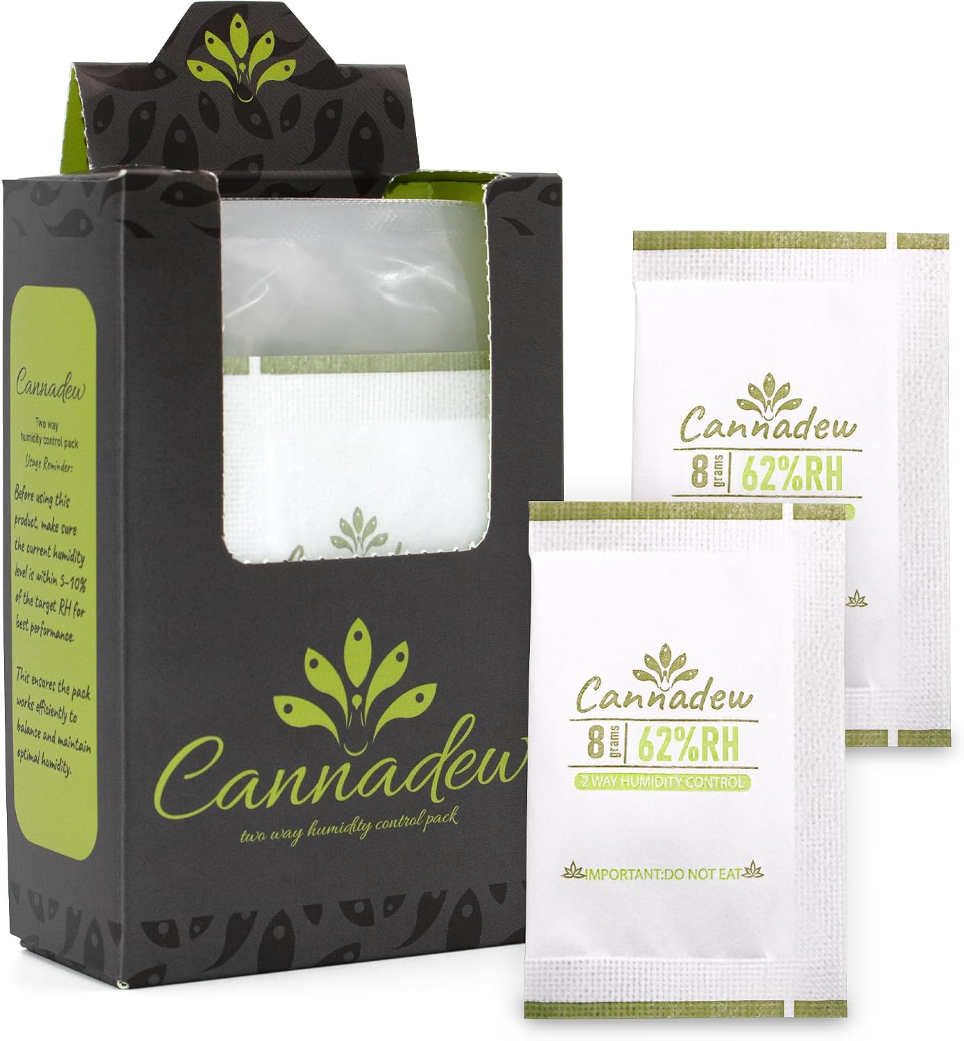 62% RH, 8g (15 Pack) Cannadew Humidity Packs Two-Way Humidity Control Pack - Moisture Absorbers & Hydration Packets for Curing and Storage