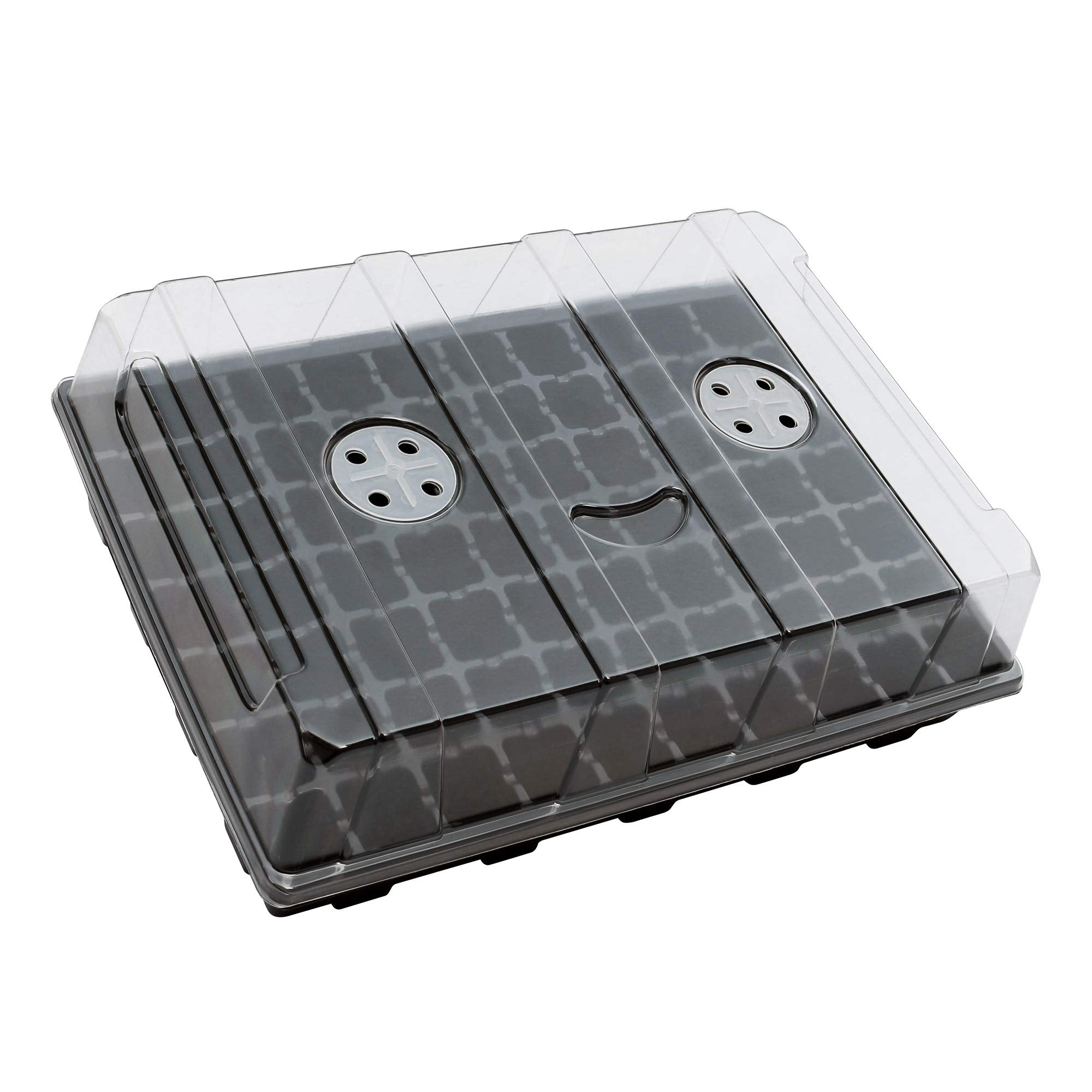 Gardzen 5-Set Seed Starter Tray Kits, Durable Plant Germination Trays with Humidity Vented Domes and Bases, Ideal for Seed Starting, Indoor Gardening, and Greenhouse (Total 200 Cells) | Durable Plant Germination Kit with Humidity Control Domes for Indoor