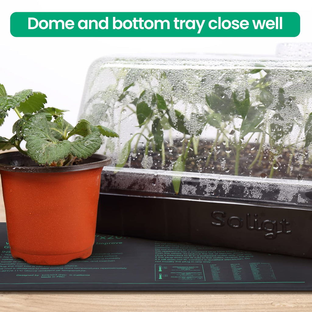 SOLIGT 3 Set 60-Cell Seed Starter Kit with Domes, Cell Trays and Heat Mats | Cloning, Propagation and Germination Station
