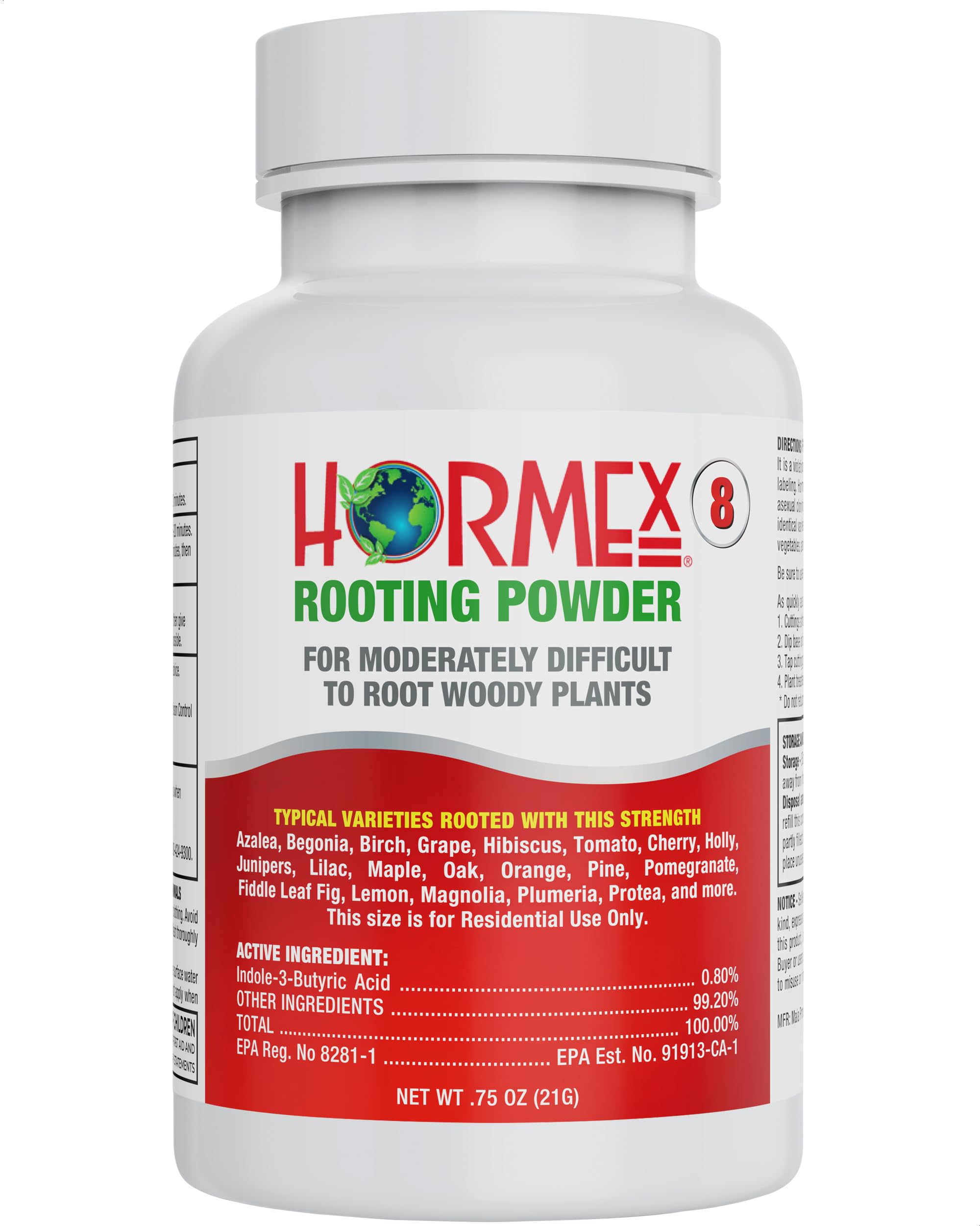 Hormex Rooting Hormone for Cuttings #16 - Max-Strength Powder (1.60% IBA) | Maximum Strength Rooting Hormone, Root Stimulator for Plants, Rooting Powder Compound for Difficult Hardwood Plants & Trees