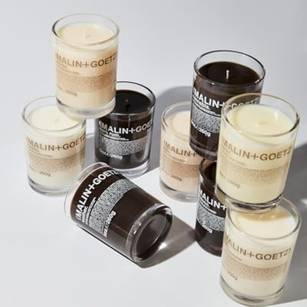 MALIN+GOETZ 9oz Scented Candle | Hand-Poured Soy Wax with Unique Fragrance Blends | Clean-Burning, Vegan & Cruelty-Free | Bergamot, Sage, Otto, Tomato, Strawberry, Cannabis, Dark Rum & Leather