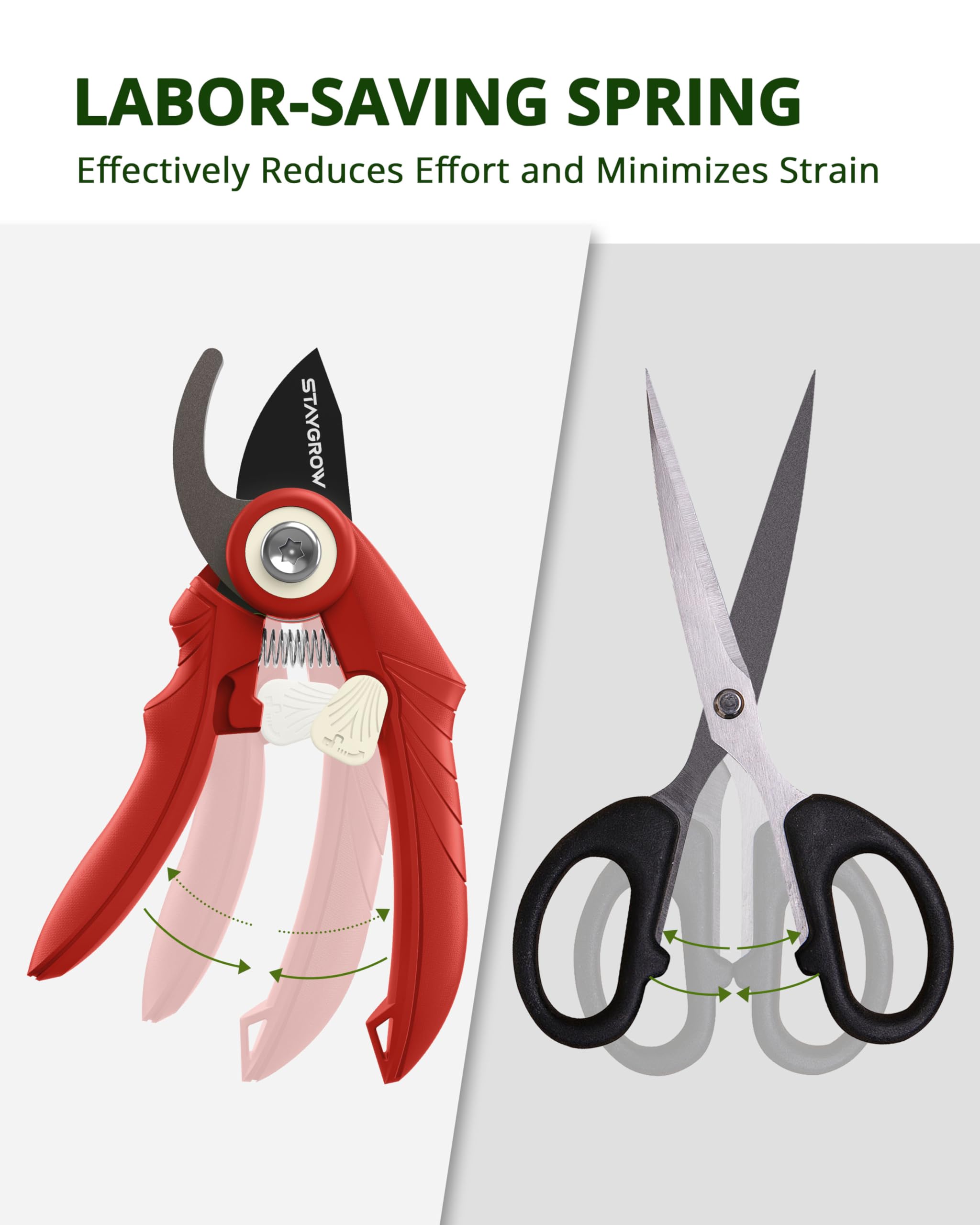 2pcs 6.5" Pruning Shears for Gardening Ultra Sharp Garden Scissors | Plant Snips for Precise Cuts, Stainless Steel Bonsai Clippers with Spring Loaded, Garden Shears (1pc Straight & 1pc Curved)