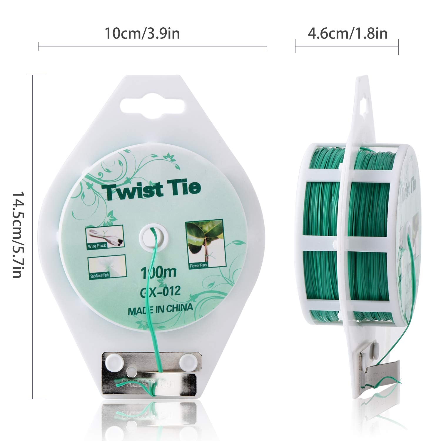 YDSL 328ft (100m) Twist Ties, Green Garden Plant Ties with Cutter for Gardening and Office Organization, Home