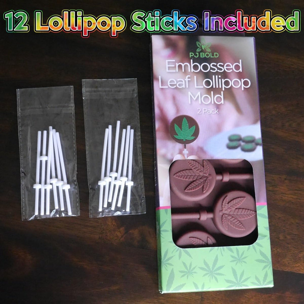 Marijuana Leaf Lollipop Silicone Candy Mold Tray, 2 Pack