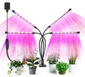 Led Grow Lights, 4 Heads Red Blue Plant Light with Clamp for Indoor Plants & Seed Starting, 10-Level Dimmable, Auto On Off, Timing 3 9 12Hrs