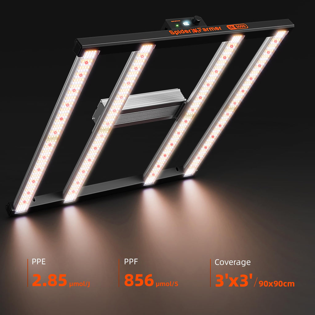 Spider Farmer SE4500 LED Grow Lights 320W, App Controlled & Osram Red | Dimmable Full Spectrum Bar Style Lamp with Osram Hyper Red, Fits 2x4 Grow Tent for Seedling Veg Flowering Indoor Plants