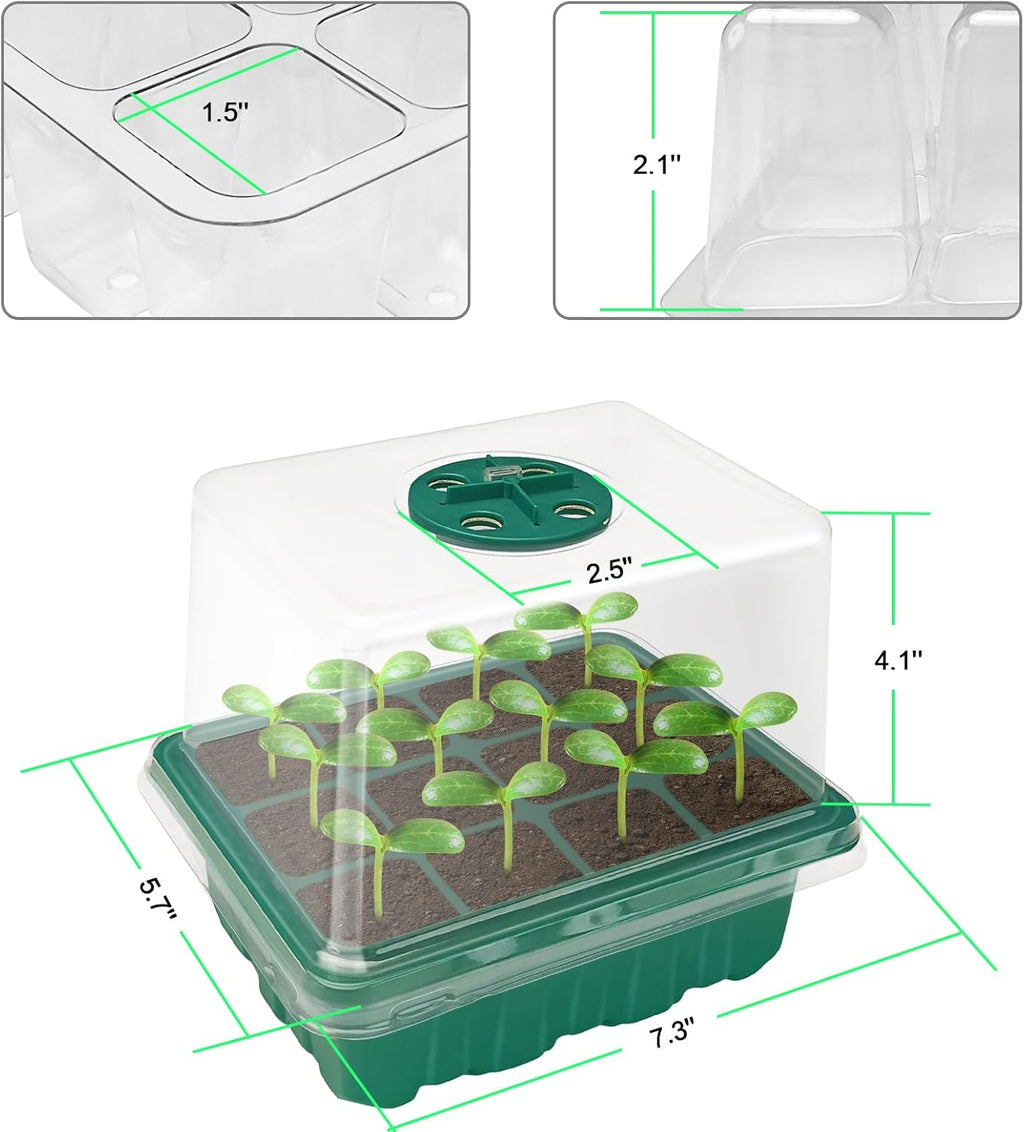 Seed Starter Tray,Plant Propagation Station with Grow Light,2 Pcs | Seedling Starter Kit with Timing Controller,Mini Greenhouse with Humidity Domes and Base,Plant Tray for Seed Growing Starting