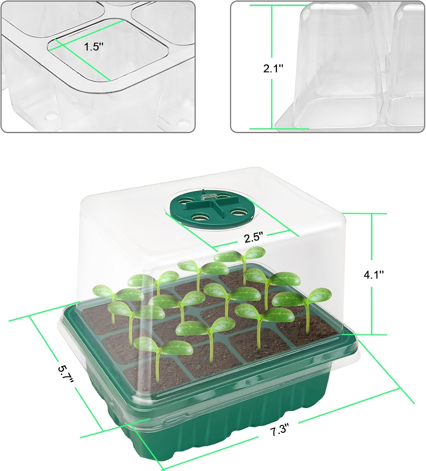 Seed Starter Tray,Plant Propagation Station with Grow Light,2 Pcs | Seedling Starter Kit with Timing Controller,Mini Greenhouse with Humidity Domes and Base,Plant Tray for Seed Growing Starting